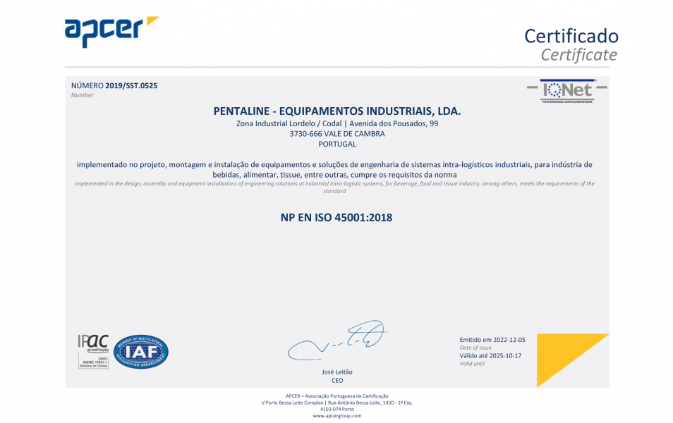 ISO45001:2018 Pentaline 